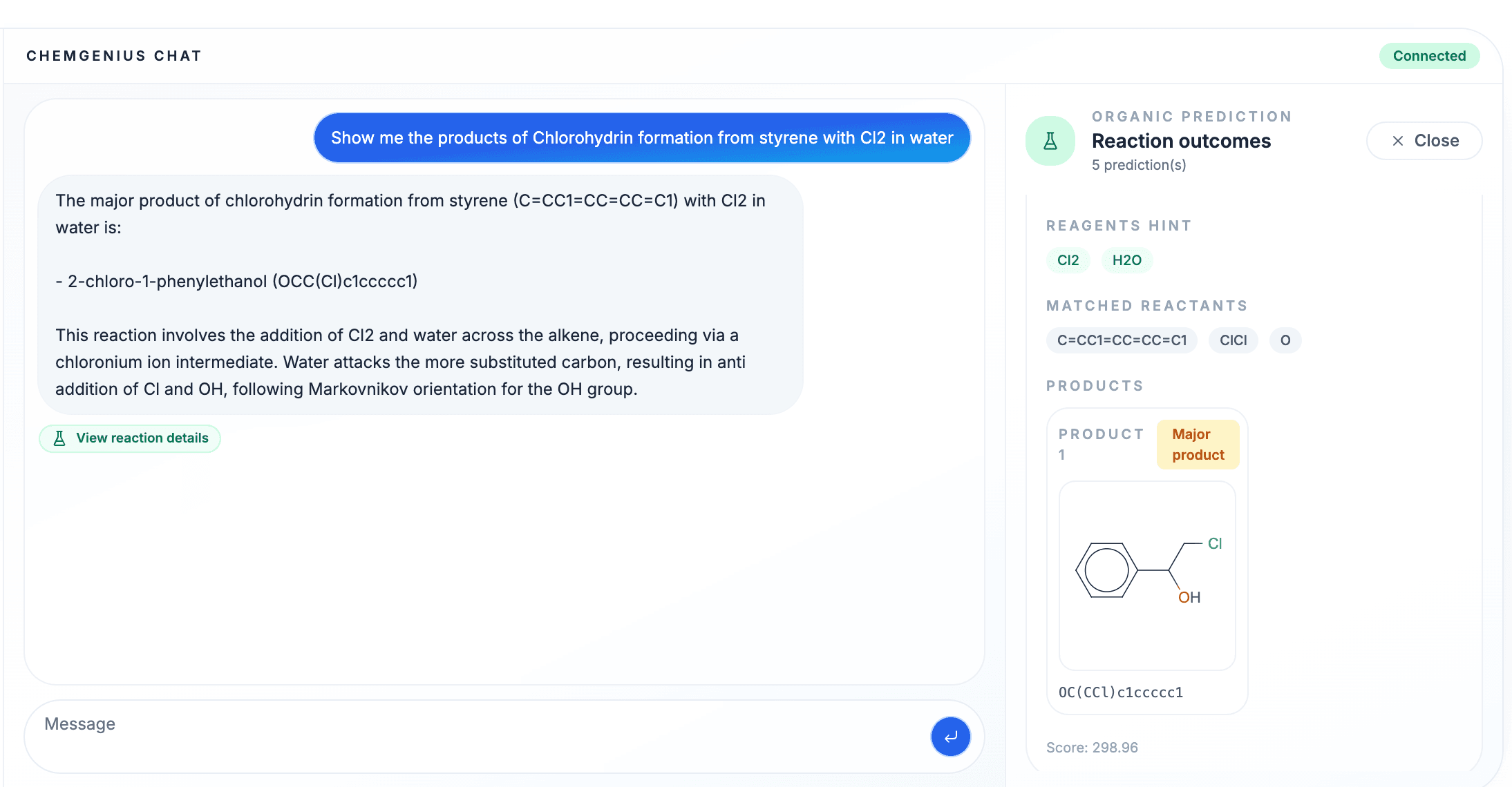 Chemistry AI response with visible setup and steps